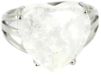 Steinring – Liebeskristall-Ring, Naturstein, verstellbar, Amethyst, Rosenquarz, Herzform, Anhänger, modischer Ring, Paarring, Bergkristall, Einheitsgröße