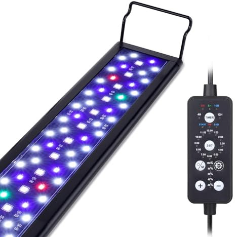 hygger Aquarium LED Beleuchtung,36W Vollspektrum Aquarium Beleuchtung,24/7 Aquarium Lampe Fish Tank Light mit 9 Mehreren Farben und 10 Einstellbare Helligkeit für 90-102cm Süßwasser Tanks