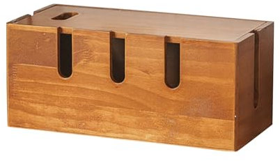 Cable Tidy Box, Cable Box Wood, Cable Management Box with Rounded Corners, Wire Organiser for Hiding Tangled Cables, Cable Organiser Box for Office Desks, Living Rooms, Bedrooms and TVs