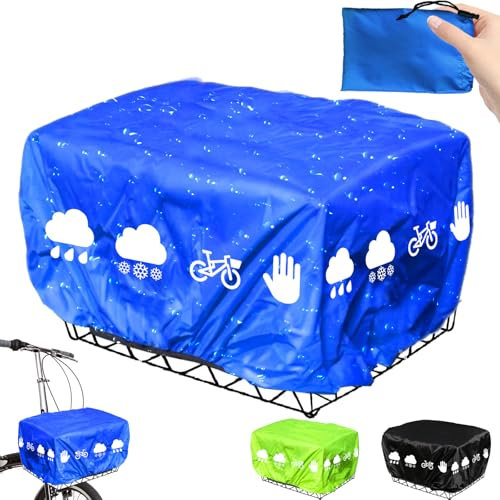 AUNGCSHE Regenschutz Fahrradkorb, Fahrradkorb Regenschutz mit Gummizug, Korbabdeckung Wasserdicht mit Reflexstreifen, Regenabdeckung für Korb hinten, für alle Körbe bis Größe 45x45cm (Blau)