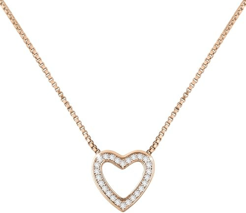 RADLEY Womens 18ct Rose Gold Plated Stone Set Open Heart Pendant Necklace