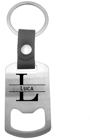 Luxus Schlüsselanhänger Edelstahl - Leder - Luca, silberfarben, Einheitsgröße