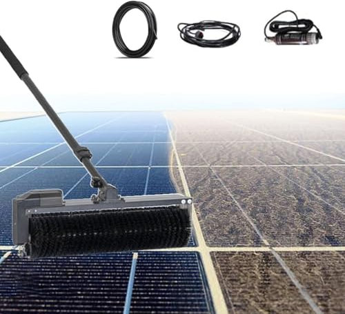 Solar Panel Cleaning Kit, Solar Panel Cleaner, Photovoltaic Cleaning Robot with 70 cm Brush Head and Telescopic Rod, Window Cleaning Kit, with Water Pump,3.5M
