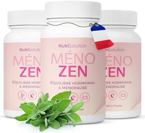NutriSolution Méno Zen - Complément Naturel Équilibre Hormonal pour la Ménopause - Réduit Bouffées de Chaleur, Sautes d'Humeur & Soutient la Gestion du Poids - 63 Gélules - Fabriqué en France (3)