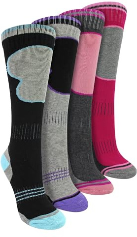 Sock Snob 4 Paires Chaussettes De Ski Pour Filles Hiver Thermiques Épaisses Chaussettes (4-6 Ans, Assorti)