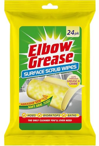 AMK® Elbow Grease Surface Scrub Wipes Pack of 24 Textured Cleaning Wipes Removes Grease Grime From Surfaces