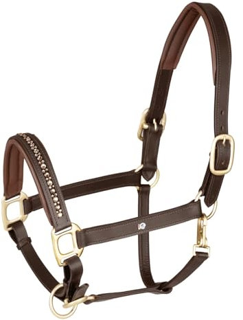WALDHAUSEN Lederhalfter Crystal, braun/Gold, WB