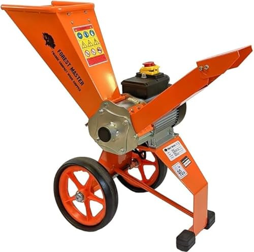 FM4DDE-EU-ADJ 4 PS Elektrischer Holzschredder mit verstellbarem Trichter - Zerkleinert Äste bis zu 50 mm (2 Zoll) Durchmesser (Holzhäcksler mit Ersatzklingen)