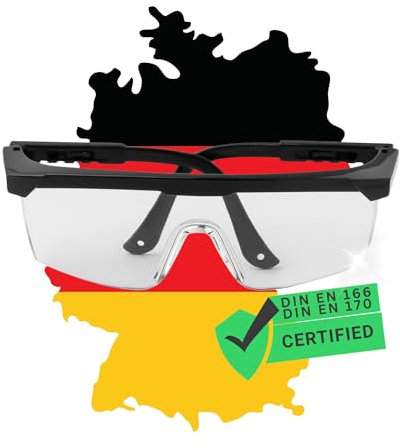TronicXL Profi Bügel Schutzbrille faltbar DIN EN 166 DIN EN 170 UV-Schutz beschlagfrei Bügelbrille Sicherheitsbrille Antibeschlag Beschichtung Arbeitsbrille