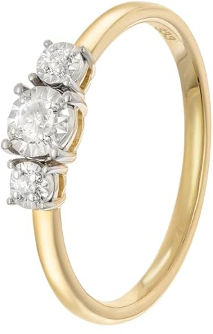 GLIZZ Damen Diamantring Gold 333/8K elegantes Schmuckstück für Frauen, zauberhaftes Accessoire GL8702-54 Ringgröße 54/17,2