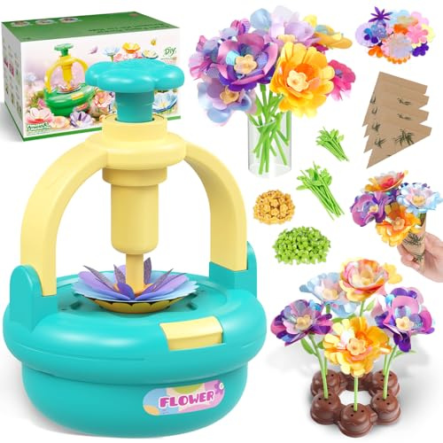 TingingYuli Set di artigianato per bambini dai 4 agli 8 anni, mazzi di fiori di stoffa fai da te, bouquet esclusivi per ragazze dai 3 ai 9 anni e regalo di compleanno (Blue)