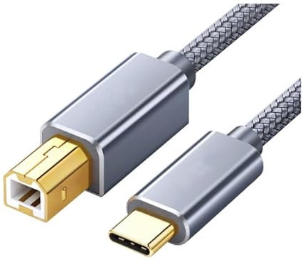 Printer Cable 2M Durable Type C to USB 2.0 Data Connection Midi Cable Printer Scanner Cord Compatible with Canon Epson HP Lexmark Laptop Mobile Phone Printing and Other USB A/B Devices