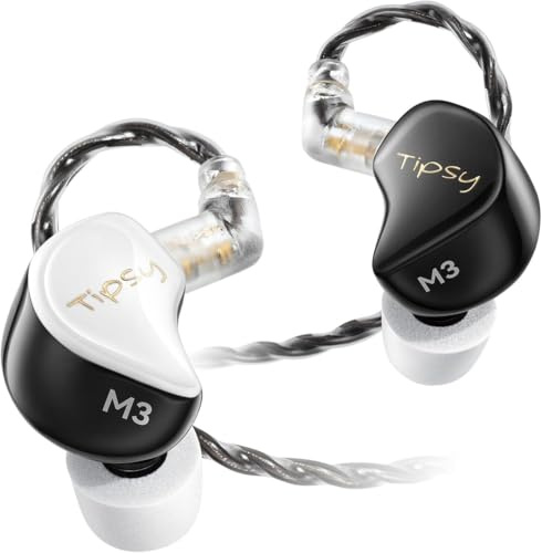 TipsyAuthen Tipsy M3 Professional IEM, 2BA + 1DD, 36dB PNC, Detailed&Spacious Sound, Skin‑Friendly Resin, 0.78mm 2‑Pin Detachable Cable (No Mic, Green) (B-Black&White)