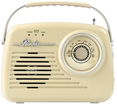 Yoiimiya Vintage Bluetooth Radio with FM, USB, SD & AUX, Retro Portable Audio Player for Home Office, Cream White