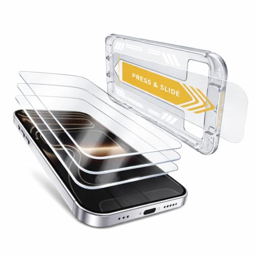 ShieldProTech Screen Protector for iPhone 16 Pro (3 Pack), Tempered Glass 9H, Installation Applicator, Case Friendly, Anti-Scratch, HD Clear