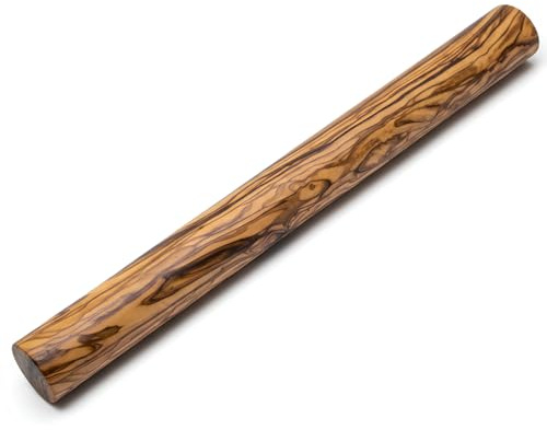 Stilux® Premium Nudelholz aus Olivenholz 40 cm, Französisches Design, Glatter Teigroller, Hochwertige Teigrolle, Ausrollstab Wellholz für Pizza, Pasta & Gebäck