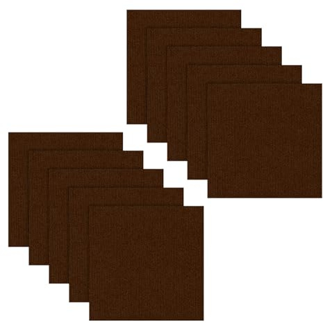 10 Pezzi Pavimento Ddesivo Marrone Scuro, 50 x 50 cm, Piastrelle Adesive Pavimento 2,5㎡, Antistatiche, Antiscivolo Moquette Adesiva, Casa Uffici Commercio Quadrotte di Tappeto Salotto