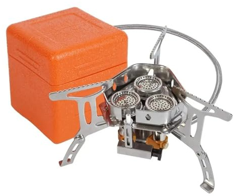 Estufa de gas for camping 5800 W, 3 quemadores, horno fuego potente for turistas, equipo escalada, senderismo, picnic, utensilios cocina(STOVE)