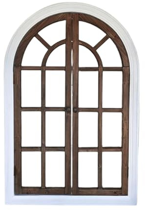 HJLKDYM Ventanas Arqueadas Falsas Pared, Marcos Madera Rústica Ventanas Antiguas, Decoración Pared con Marco Ventana Estilo Casa Campo(B)