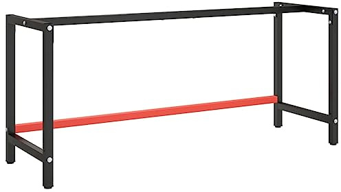 Owoxanthellate OWOX - Support de table en métal - 180 x 57 x 79 cm - Noir/rouge - Revêtement par pulvérisation - Pieds robustes avec trous - Pour cuisine, garage, atelier