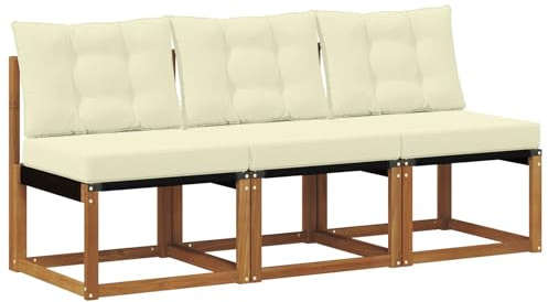 vidaXL 3 STK. Outdoor Mittelsofa Massivholz Akazie und Textilene Stoff