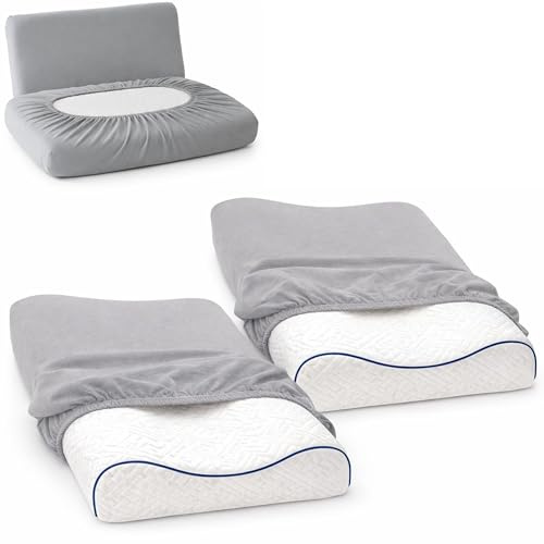 Kissenbezug 2-er Pack Spannbezug für Nackenkissen Gesundheitskissen aus Premium Jersey 90% Baumwolle + 10% Elasthan, 40x60 cm - 45x65 cm, Atmungsaktiv und Hautfreundlich