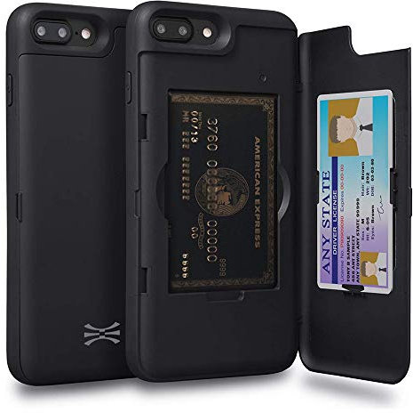 TORU CX Pro Étui Portefeuille conçu pour iPhone 8 Plus/iPhone 7 Plus avec Porte-Cartes et Miroir - Noir