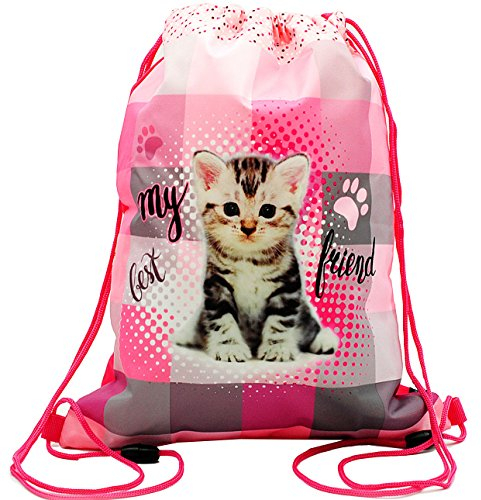 alles-meine.de GmbH Sportbeutel - Turnbeutel - Schuhbeutel süßes Kätzchen/Katze - abwischbar & wasserabweisend - für Kinder - Schulbeutel Kindergarten - Mädchen/Sportta..