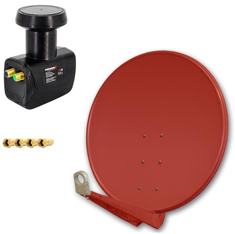 Premium X DELUXE100 SAT Anlage 100cm Alu Rot Twin LNB 2 Teilnehmer Sky Full HD 3D TV Set
