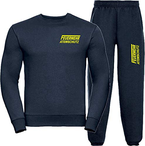 Sweat-Jogginganzug Navy, Feuerwehr ATEMSCHUTZ langes F Neongelb L