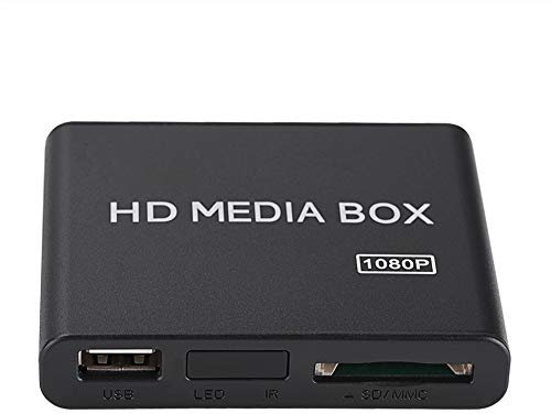 Mugast Mini Media Player Box, Lecteur Multimédia Vidéo Full HD 1080P avec Télécommande, Supporte Le Disque Dur Portable USB MMC RMVB MP3 AVI MKV(EU)