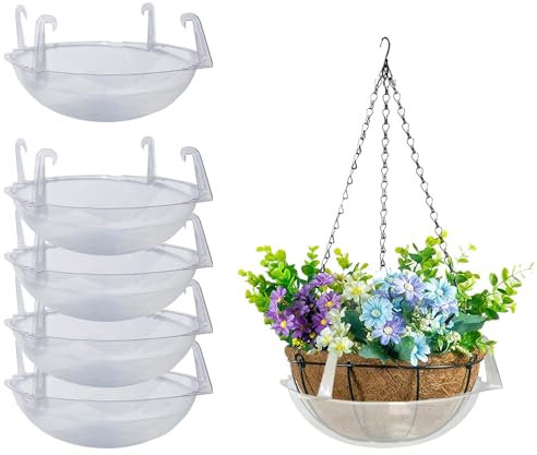 Curtis Wagner Plastics Hanging Wire Coco Basket Drip Pan (5-Pack) - 12-14 Inch - Fast & Easy Snaps, Used Indoors, Outdoors & Garden Potting