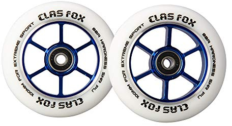 CLAS FOX Pro Stunt Scooter Rollen Roller Räder Wheels 100mm Ein Paar mit ABEC-9 Kugellager CNC Metallkern Graviti (2 stücke) (Blau)
