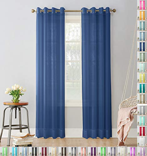 Megachest pair of sheer voile RING top (navy, 56 wideX90 drop(W142cmXH228.5cm))