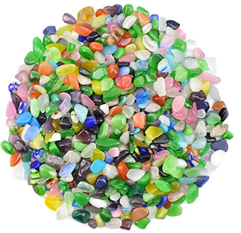 WAYBER Bunte Kieselsteine, 920 g, dekorative Kristallsteine, Meeresglas, Opal, Felsen, Kies, Sand für Aquarium/Schildkrötenbecken/Sukkulenten/Blumentopf/Vasen-Dekoration (Füllen Sie 2 Tassen)