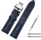Triblanc Leder Uhrenarmband Schnellverschluss Schwarz Blau Braun Ersatz Armband,18mm 20mm 22mm 24mm für Herren Damen