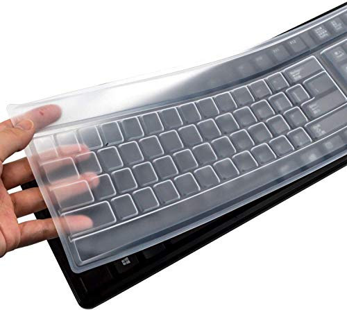 King of Flash Reusable Waterproof Keyboard Cover, Universal Clear Anti-Dust Keyboard Skin Protector Cover for 104/107 Keys Standard Desktop Keyboard (10Pack)