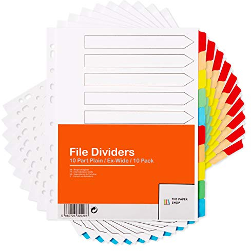 [10er Set] Ordner-Register A4 Farbig 10-teiliges extra breit einfache Tabs | Trennblätter für ordner A4 10-teiliges | Trennblätter für ordner A4 (1-10) | einfach perfekt zum Organisieren