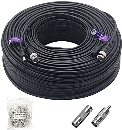 ANLINK 300Ft (91 Meters) 4K 8MP 5MP 2MP 1080P BNC Video and Power Cable, Mini RG59 Wire for CCTV Security Camera Systems, with BNC Connector, RCA Adapter, Cable Clips
