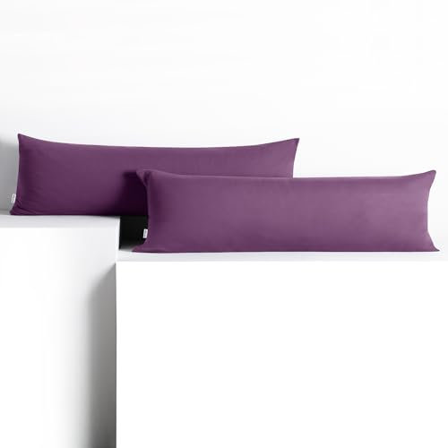 DecoKing 2 Kissenbezüge 20x120 cm Jersey 100% gekämmte Baumwolle Reißverschluss Pflaume Amber