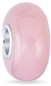 Bling Jewelry Murano Glas Runde Undurchsichtige Feste Blassrosa Simulierte Opal Abstandsperlen Charm Für Frauen Für Teenager .925 Sterlingsilber