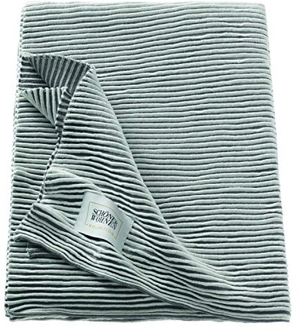 Schöner Wohnen Kollektion Tagesdecke 130x170 Baumwolle • Wohndecke Liv grau • quergestreiftes Biesenmuster • 100% Baumwolle