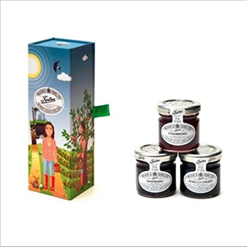 Wilkin & Sons Tiptree Farmer Box Trio Gift Pack of 3 Mini Jars / Morello Cherry, Raspberry & Strawberry Preserves