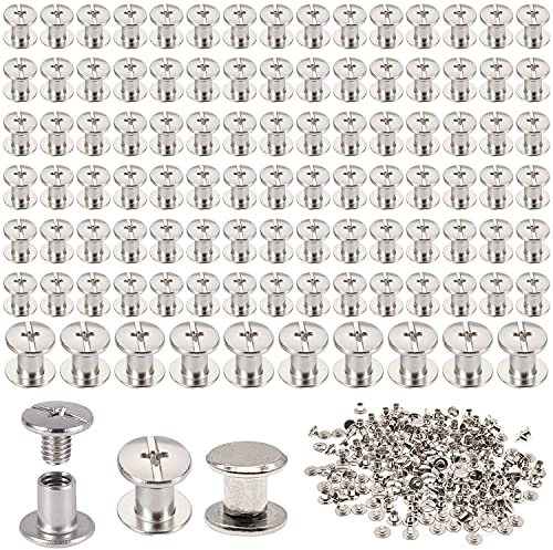 KYYLZ 100PZ Vite a Testa Piatta in Argento, Vite di Rilegatura, Rivetti a Vite Chicago M5x6mm - Argento