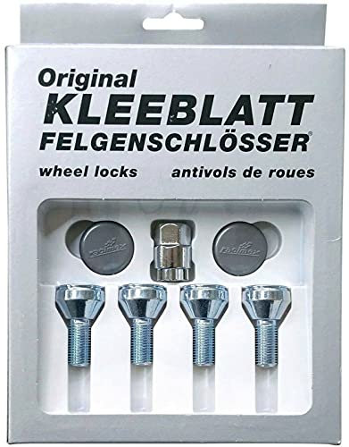 KLEEBLATT Felgenschloss M12x1,25x24mm Kegelbund 60° kompatibel mit Alfa Romeo Fiat Ford Opel 4er-Set 4x silberne Felgenschlösser Felgensicherung Radsicherung Radsicherungsschrauben Typ 923