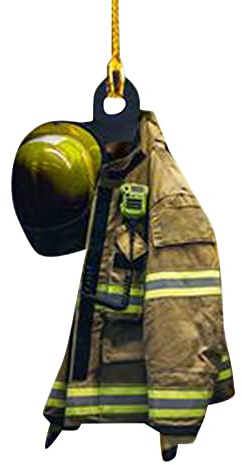 Muium(TM) Personalisierte Ornament Feuerwehrmann, Feuerwehrmann Mantel Weihnachtsbaum Ornamente Weihnachtsdekoration Feuerwehr Uniform Ornament für Auto Home Restaurant Weihnachtsdekoration (B)