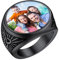 FaithHeart Schwarz Siegelring mit Keltischer Knot Symbol Personalisierter Bandring Damen Herren Bild Fingerring mit Ihr Wunschgravur für Freundin Ehefrau