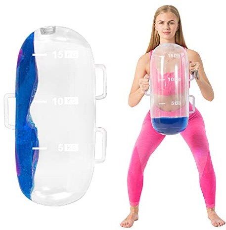 DEWU Bolsa de agua para fitness, tanto para entrenamiento de núcleo como de equilibrio, alternativa para bolsa de arena, gimnasio, saco de agua de entrenamiento de fitness con carga de peso para