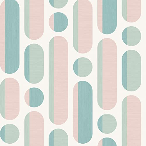 Envy Morse Rose/Sage Geometric Wallpaper | Paste The Wall Application | Pink Geometric Wallcovering | Eco-Friendly