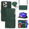 Copmob Crossbody Case iPhone 14 Pro Max With Card Holder With Strap,Flip Leather Wallet Case,[9 Slots][Magnetic closure][Lanyard],Protective Phone Case Cover for iPhone 14 Pro Max - Dark Green